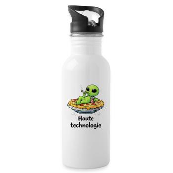 Haute technologie – Alien relax et humour décalé - Gourde avec paille intégrée - blanc - Droite