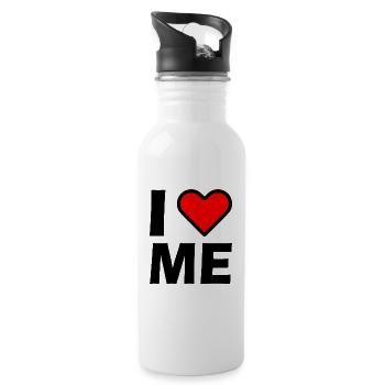 I love me - Gourde avec paille intégrée - blanc - Droite