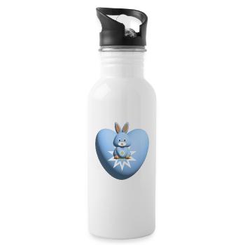 Herz mit süßem hellblauen Hase. - Trinkflasche mit integriertem Trinkhalm - Weiß - Rechts
