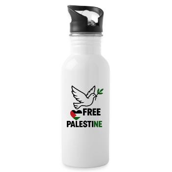 Free Palestine Dove - Trinkflasche mit integriertem Trinkhalm - Weiß - Rechts