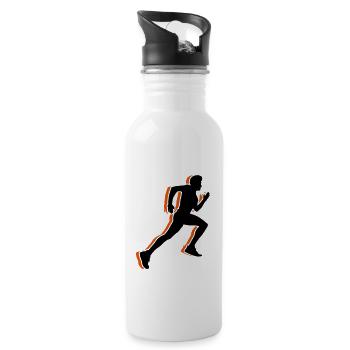 running course sprinten silhouette - Gourde avec paille intégrée - blanc - Droite
