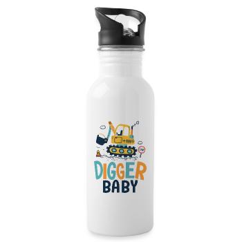 Baby Digger Birth Baby, Dad Construction Site - Water bottle with straw - white - Right