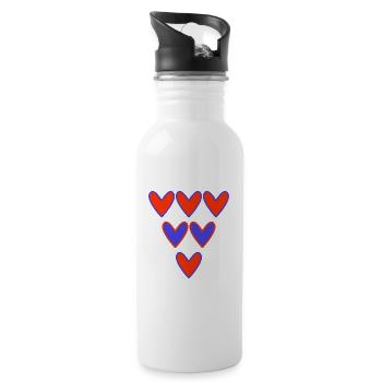 HERZ. PAPA. MAMA. Junggesellinnenabschied. BEBE. KIND. HERZ. FEST - Trinkflasche mit integriertem Trinkhalm - Weiß - Rechts