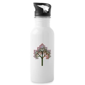 Fractal #X81_4 fractal tree - Water bottle with straw - white - Right