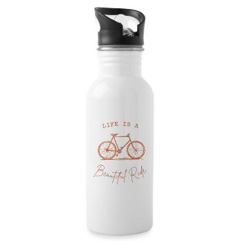 Das Leben ist eine schöne Fahrt - Trinkflasche mit integriertem Trinkhalm - Weiß - Rechts