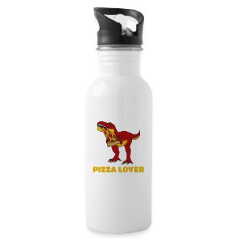 Pizza Lover, Dinosaur Lover, Pizza - Water bottle with straw - white - Right
