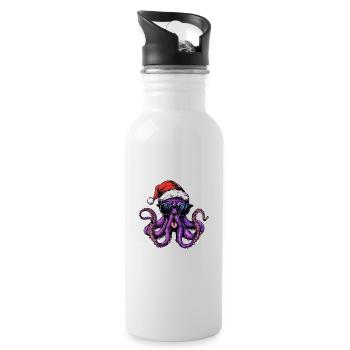 Oktopus Weihnachten Lustig - Trinkflasche mit integriertem Trinkhalm - Weiß - Rechts