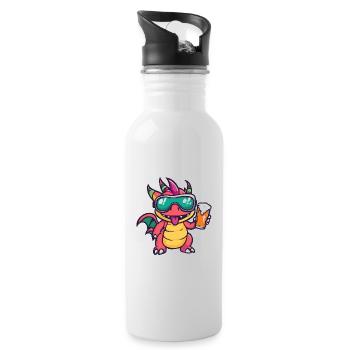 Drache Apres Ski Bier - Trinkflasche mit integriertem Trinkhalm - Weiß - Rechts