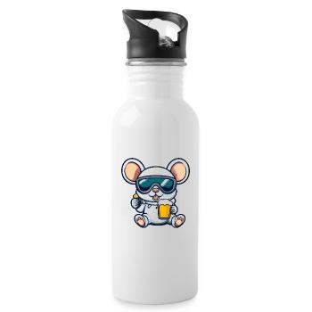 Souris Après-Ski Bière Bande Dessinée - Gourde avec paille intégrée - blanc - Droite