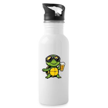 Tortue Après-Ski Bière Bande dessinée - Gourde avec paille intégrée - blanc - Droite