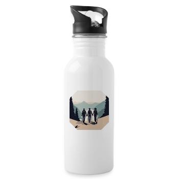 Mountains and friends forever - Water bottle with straw - white - Right
