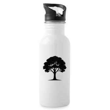 Stylish Tree Art Illustration - Water bottle with straw - white - Right