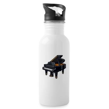 Dark piano with gold accents - Water bottle with straw - white - Right
