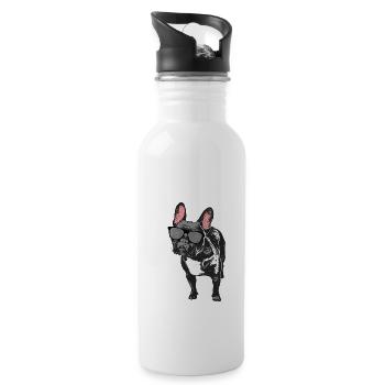 French bulldog - Water bottle with straw - white - Right