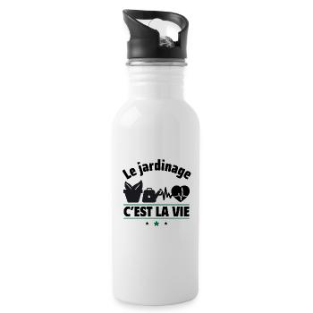 le jardinage c est la vie,jardinie,jardinière - Gourde avec paille intégrée - blanc - Droite