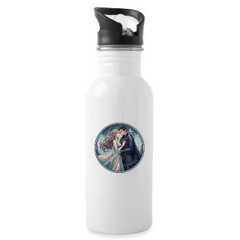 Moonlit Night Elf Love in the Star Forest - Water bottle with straw - white - Right