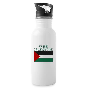 Free Palestine Gaza Shirt Gift Palestine - Water bottle with straw - white - Right