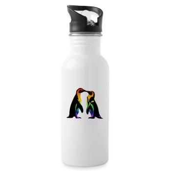 Gay penguins in love, lgbtq pride - Gourde avec paille intégrée - blanc - Droite