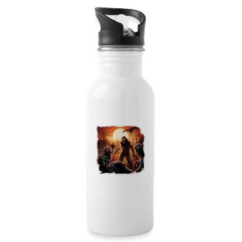 Halloween Zombiegruppe - Trinkflasche mit integriertem Trinkhalm - Weiß - Rechts