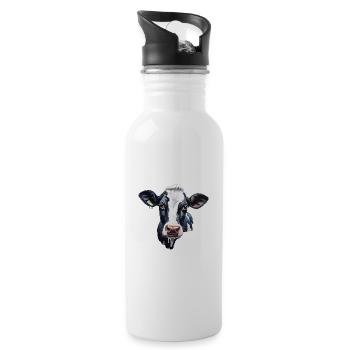 Kuh Holstein-Friesian - Trinkflasche mit integriertem Trinkhalm - Weiß - Rechts