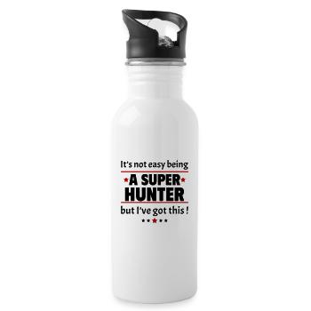 Not easy to be a super hunter! - Water bottle with straw - white - Right