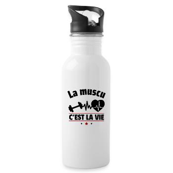 la muscu c est la vie,Musculation,muscu - Gourde avec paille intégrée - blanc - Droite