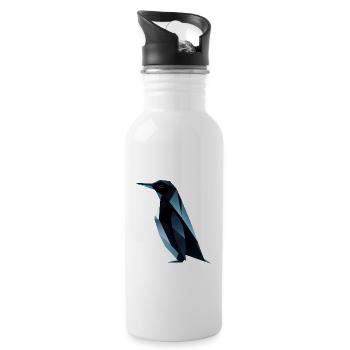 Cute Penguin Low Poly Design - Water bottle with straw - white - Right