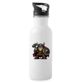 Wikinger Zwerg - Trinkflasche mit integriertem Trinkhalm - Weiß - Rechts