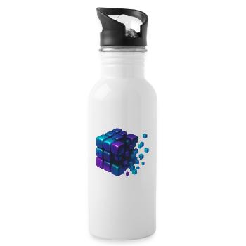 Digital Cube Explosion - Trinkflasche mit integriertem Trinkhalm - Weiß - Rechts