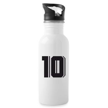 10 - Number ten - Trinkflasche mit integriertem Trinkhalm - Weiß - Rechts