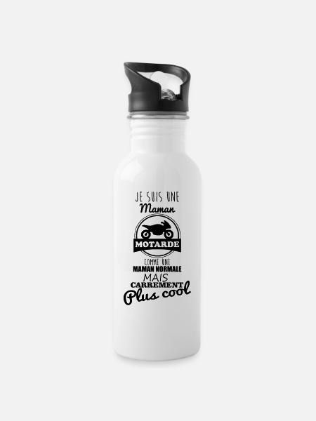 maman motarde , cadeau mère, moto - Gourde avec paille intégrée - blanc