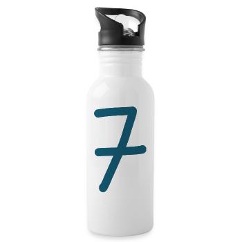 7 Nummer sieben Zahl Geburtstag - Trinkflasche mit integriertem Trinkhalm - Weiß - Rechts