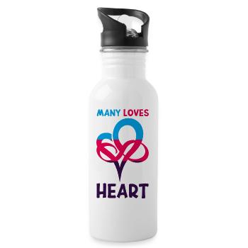 MANY LOVES HEART Polyamorie Infinity Heart - Trinkflasche mit integriertem Trinkhalm - Weiß - Rechts