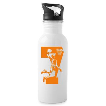 NUMMER 7 BASKETBALL 7. GEBURTSTAG - Trinkflasche mit integriertem Trinkhalm - Weiß - Rechts