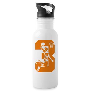 NUMMER 3 BASKETBALL 3. GEBURTSTAG - Trinkflasche mit integriertem Trinkhalm - Weiß - Rechts