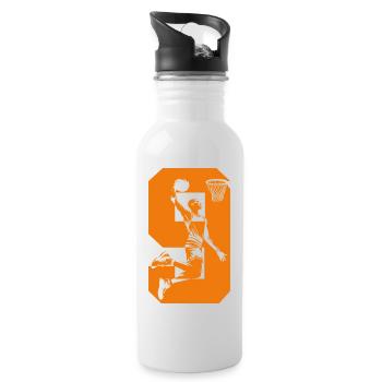 NUMMER 9 BASKETBALL 9. GEBURTSTAG - Trinkflasche mit integriertem Trinkhalm - Weiß - Rechts