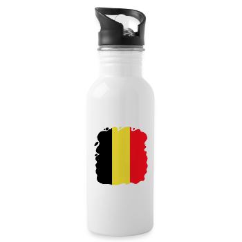Belgien Flagge Vintage Belgische Fahne Used Look - Trinkflasche mit integriertem Trinkhalm - Weiß - Rechts