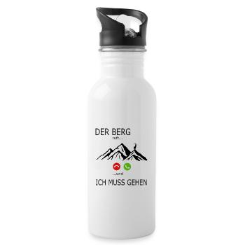 Saying the mountain calls and I have to go hiking - Water bottle with straw - white - Right