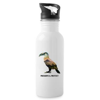 Preserve & Protect Toucan Costa Rica Animal Bird - Water bottle with straw - white - Right