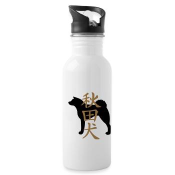 Akita et Akita inu kanji - Gourde avec paille intégrée - blanc - Droite