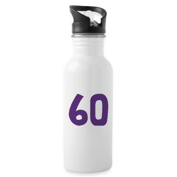 60. 60 JAHRE. 60-JÄHRIGES JUBILÄUM. 60. GEBURTSTAG. - Trinkflasche mit integriertem Trinkhalm - Weiß - Rechts