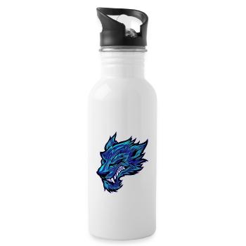 Wolf Kopf Wolfskopf Tattoo Graffiti - Trinkflasche mit integriertem Trinkhalm - Weiß - Rechts