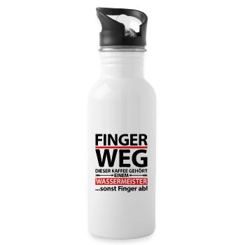 Wassermeister Spruch Lustig Finger Weg - Trinkflasche mit integriertem Trinkhalm - Weiß - Rechts