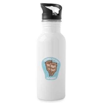 Cute Otters Cuddles For Your Struggles Support - Water bottle with straw - white - Right