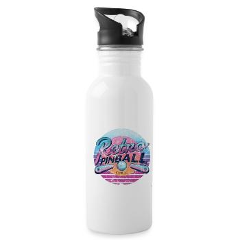 Retro Pinball Pinball Slot Machine Retro vintage - Water bottle with straw - white - Right
