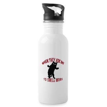 Böse Katze lustiger Spruch Mittelfinger - Trinkflasche mit integriertem Trinkhalm - Weiß - Rechts