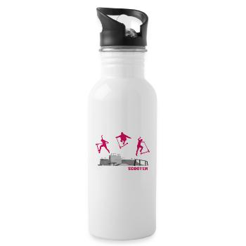 stuntscooter scooter e-scooter skatepark - Trinkflasche mit integriertem Trinkhalm - Weiß - Rechts