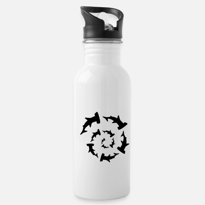 Haie 3 - Trinkflasche mit integriertem Trinkhalm - Weiß
