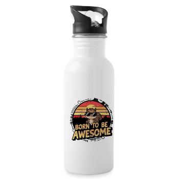 Funny Squirrel Animal Motif - Water bottle with straw - white - Right