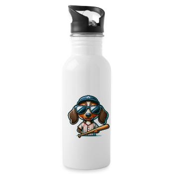 Teckel Chien Viennois Joueur De Baseball Humour - Gourde avec paille intégrée - blanc - Droite